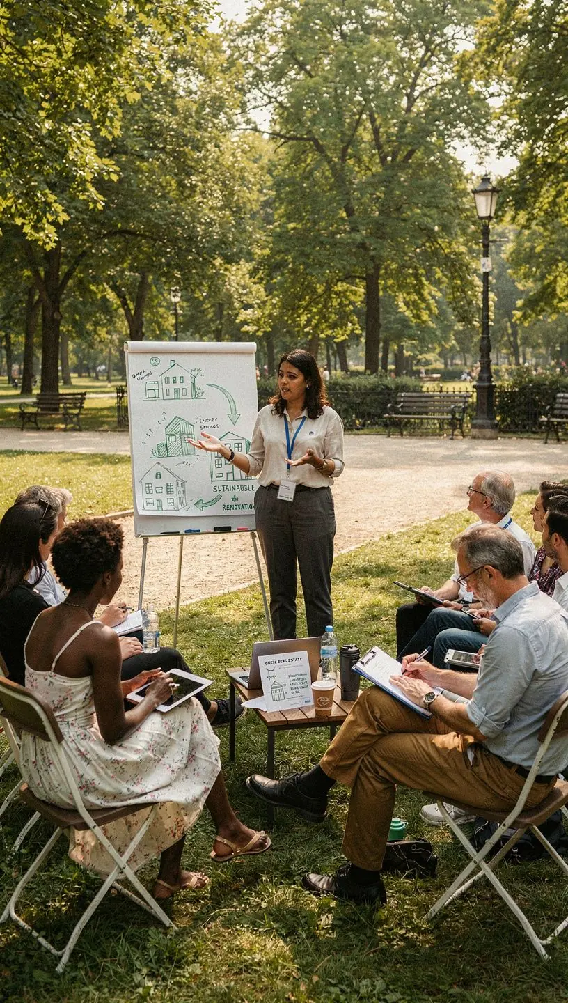 Online ingatlan tanfolyam résztvevői, akik aktívan jegyzetelnek az előadáson.
